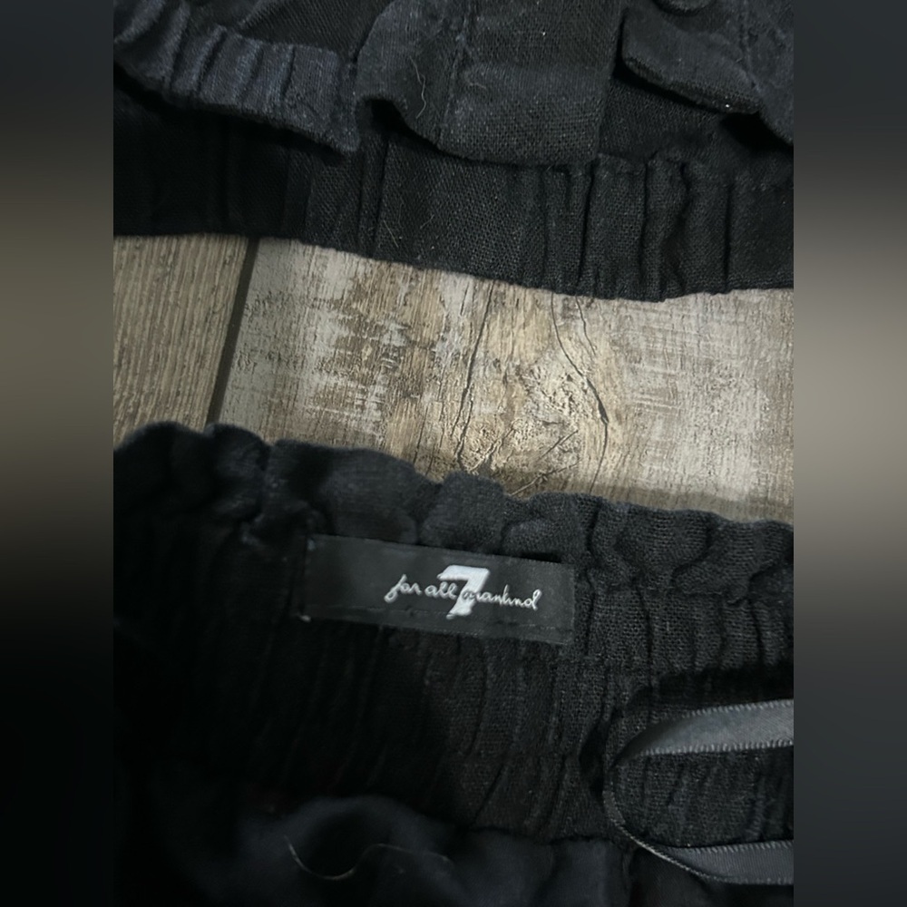 7 for All mankind Black Sleeveless button collared Crop Top & Shorts Set (2pcs) - Picture 2 of 5